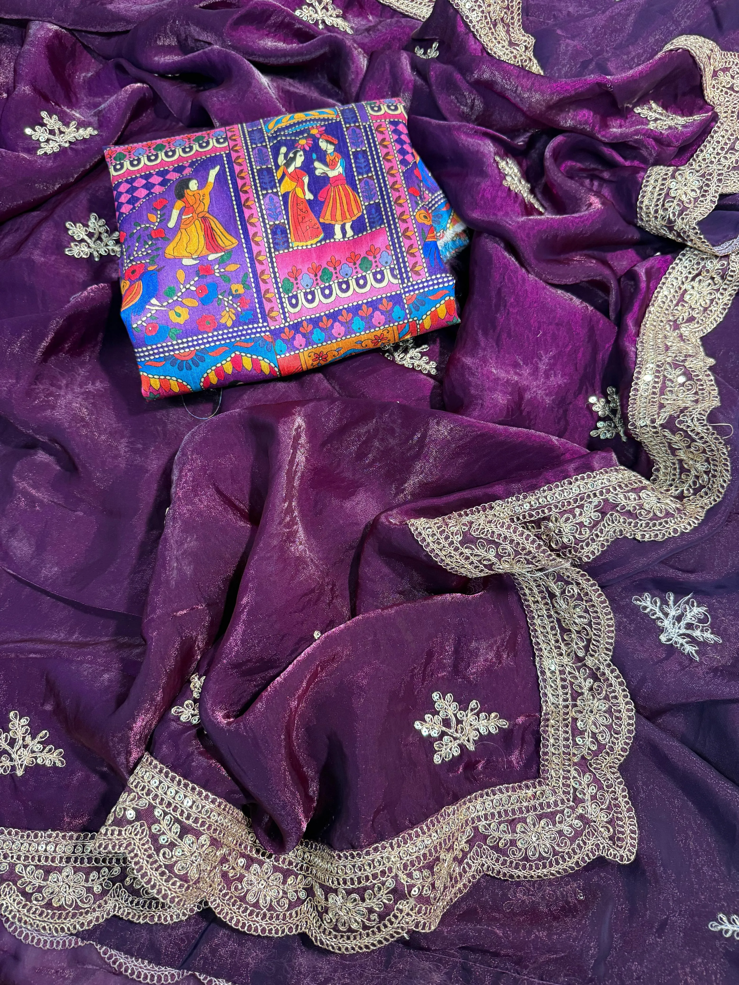 Premium fendy satin fabric Saree - Image 7 in Surat